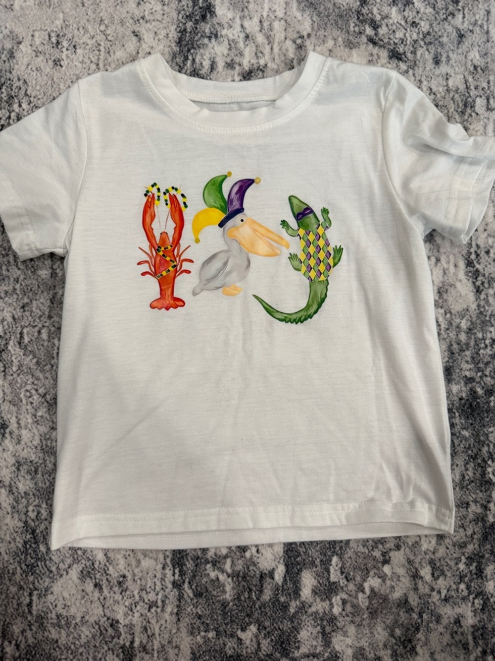 White Kids Mardi Gras Character Tee